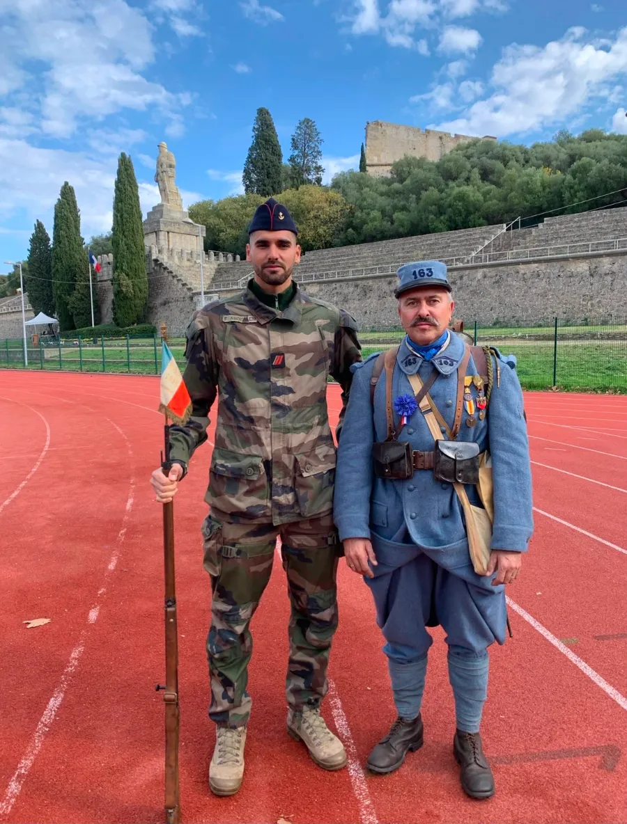 Farid in French army uniform, before moving into in-home massage and recovery work